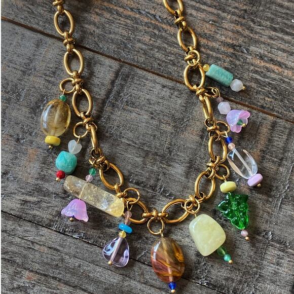 NEW Funky Glass Chunky Charm Necklace - Picture 2 of 16